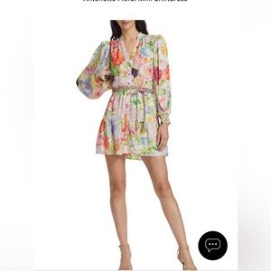 NWT Alice and Olivia Antonette Floral Mini Shirtdress